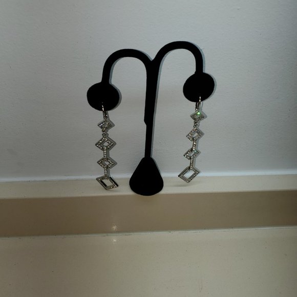 RHINESTONE DANGLE EARRINGS PIERCED BACK - Picture 2 of 3